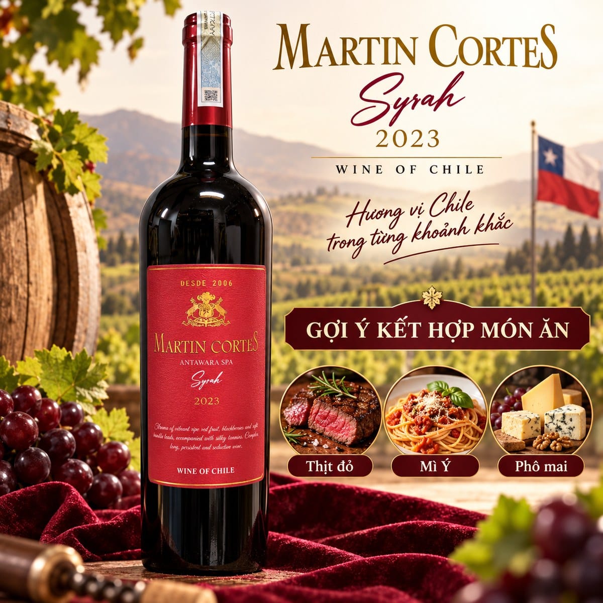 Rượu vang đỏ Martin Cortes Syrah 2023 750ml – Chile - Ảnh 5