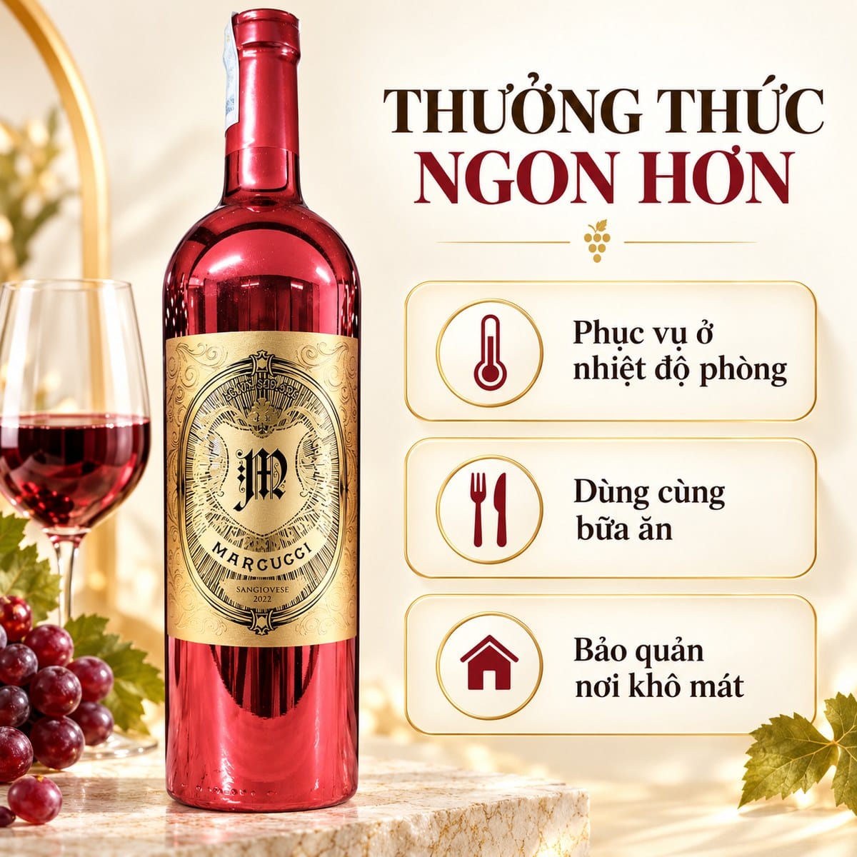 Rượu vang đỏ Marcucci Rosso Gold 2022 chai vàng 750ml – Ý - Ảnh 6
