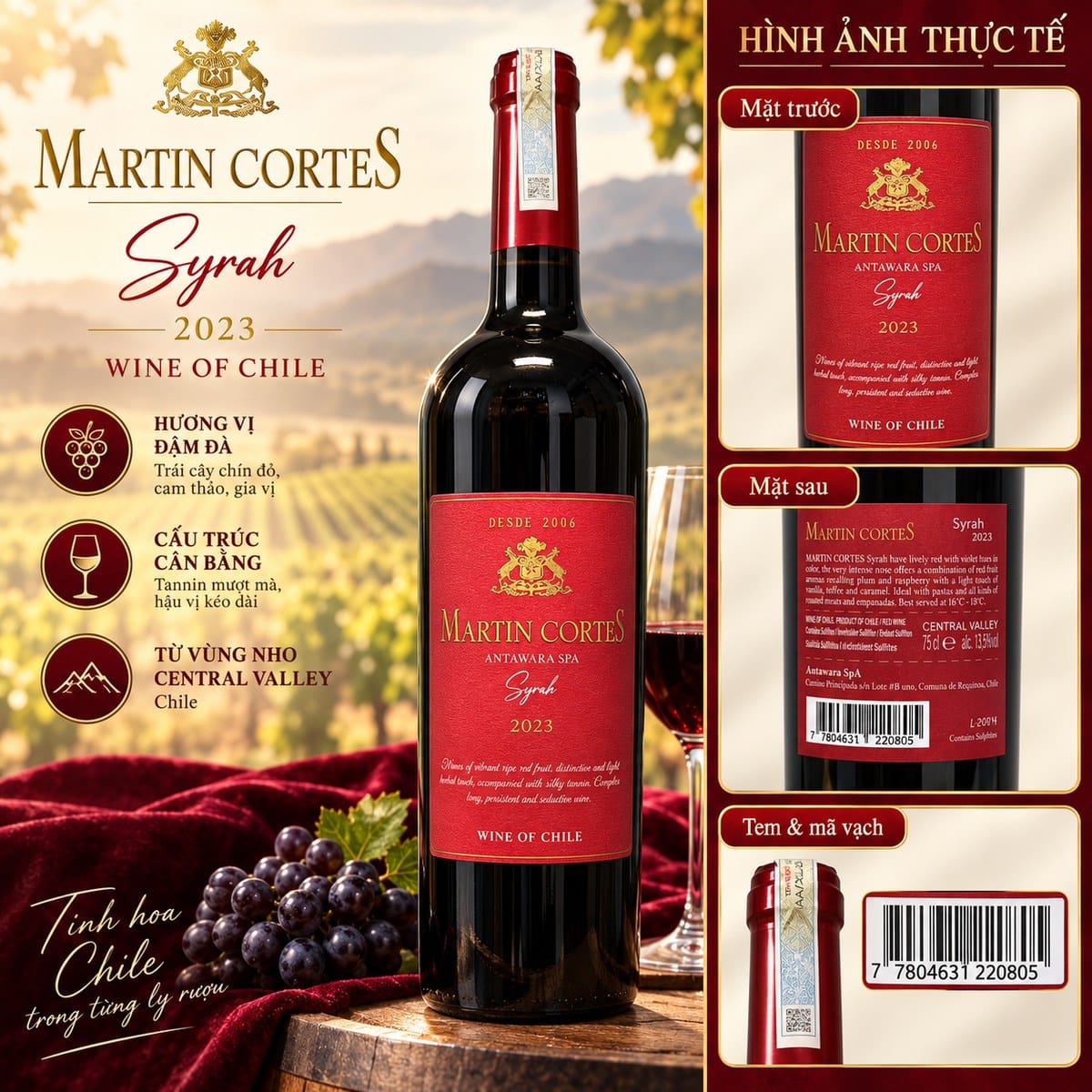 Rượu vang đỏ Martin Cortes Syrah 2023 750ml – Chile - Ảnh 7