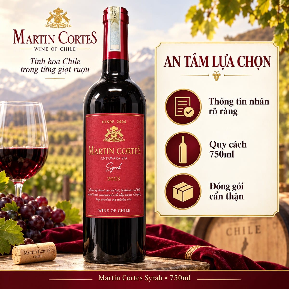 Rượu vang đỏ Martin Cortes Syrah 2023 750ml – Chile - Ảnh 8