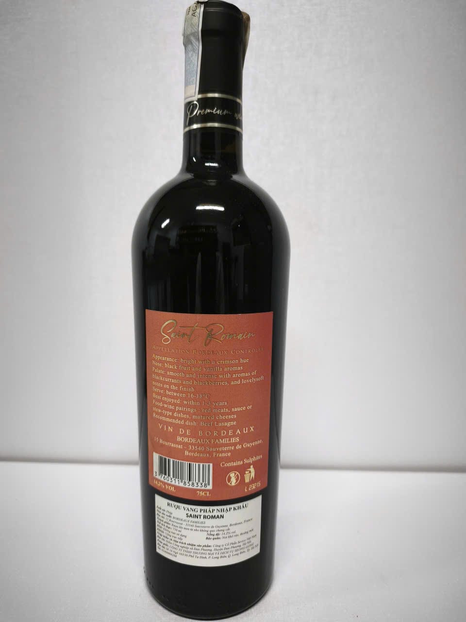 Rượu vang đỏ Saint Romain Gran Vin de Bordeaux 14,2% 750ml – Pháp - Ảnh 4