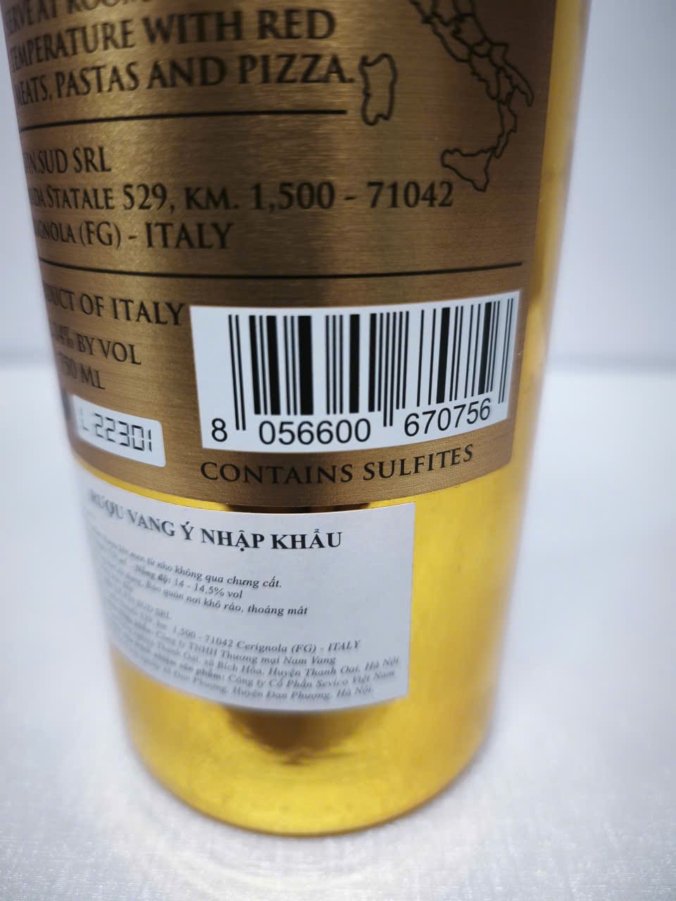 Nhãn rượu vang Marcucci Sangiovese 2022 mã 8056600670756