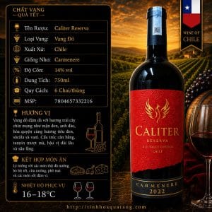 Rượu vang đỏ Caliter Reserva Carmenere 2022 Chile chai 750ml