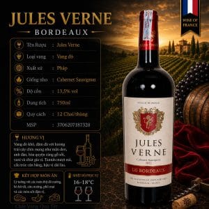 Rượu vang đỏ Jules Verne Cabernet Sauvignon 2022 của Pháp chai 750ml