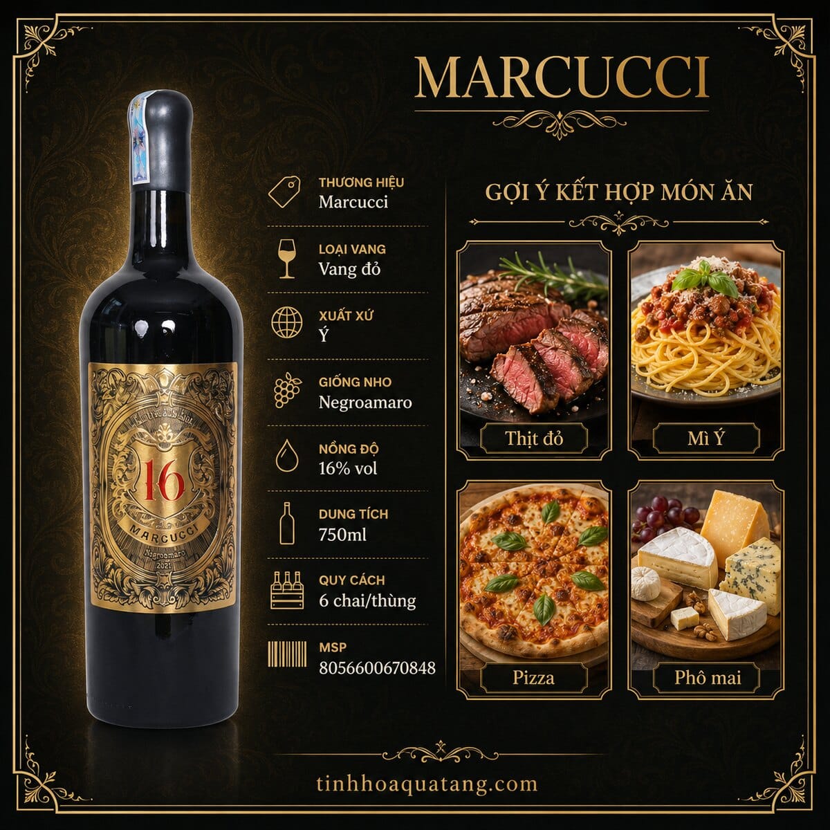 Rượu vang đỏ Marcucci Negroamaro Puglia IGT 2021 16% 750ml – Ý - Ảnh 5