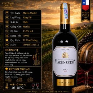 Rượu vang đỏ Martin Cortes Cabernet Sauvignon 2024 Chile chai 750ml