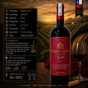Rượu vang đỏ Martin Cortes Syrah 2023 Central Valley Chile chai 750ml