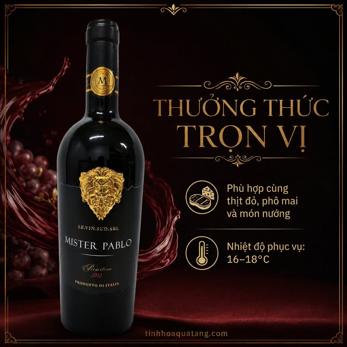 Rượu vang đỏ Mister Pablo Primitivo 2022 17% 750ml – Ý - Ảnh 4