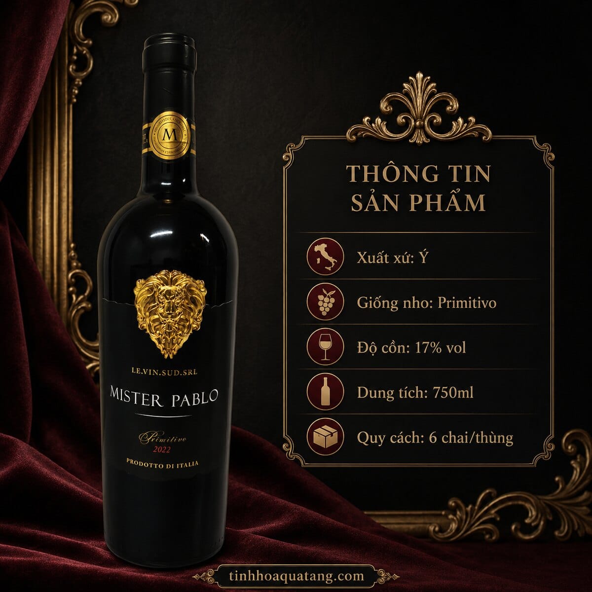 Rượu vang đỏ Mister Pablo Primitivo 2022 17% 750ml – Ý - Ảnh 5
