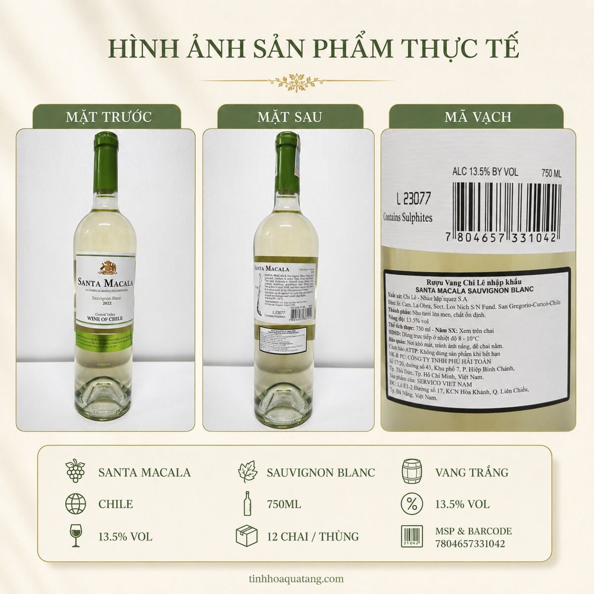 Rượu vang trắng Santa Macala Sauvignon Blanc 2022 750ml – Chile - Ảnh 7
