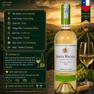 Rượu vang trắng Santa Macala Sauvignon Blanc 2022 Chile chai 750ml