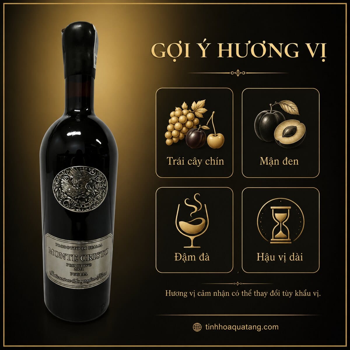 Rượu vang đỏ Monte Cristo Primitivo 2023 17% 750ml – Ý - Ảnh 4