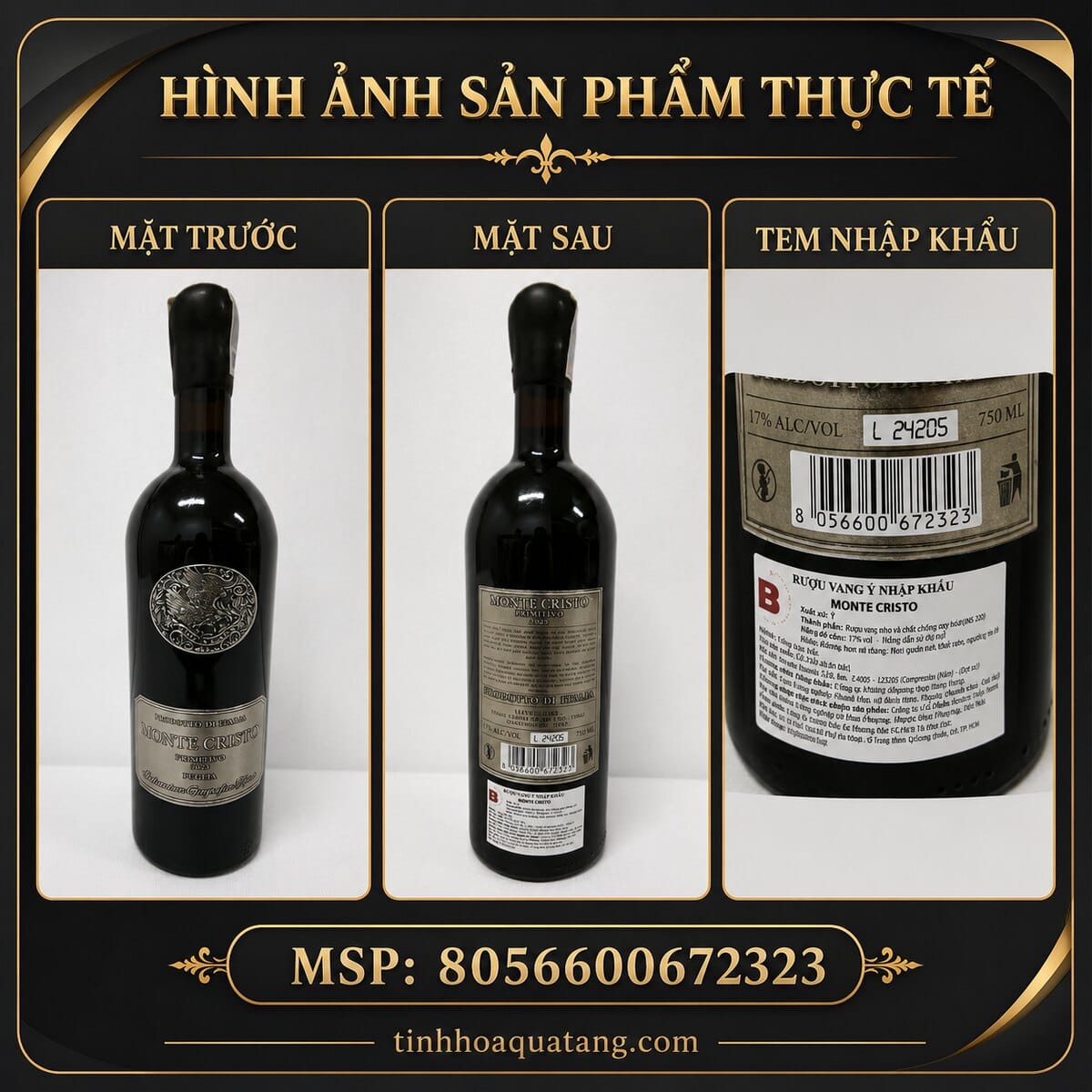Rượu vang đỏ Monte Cristo Primitivo 2023 17% 750ml – Ý - Ảnh 7