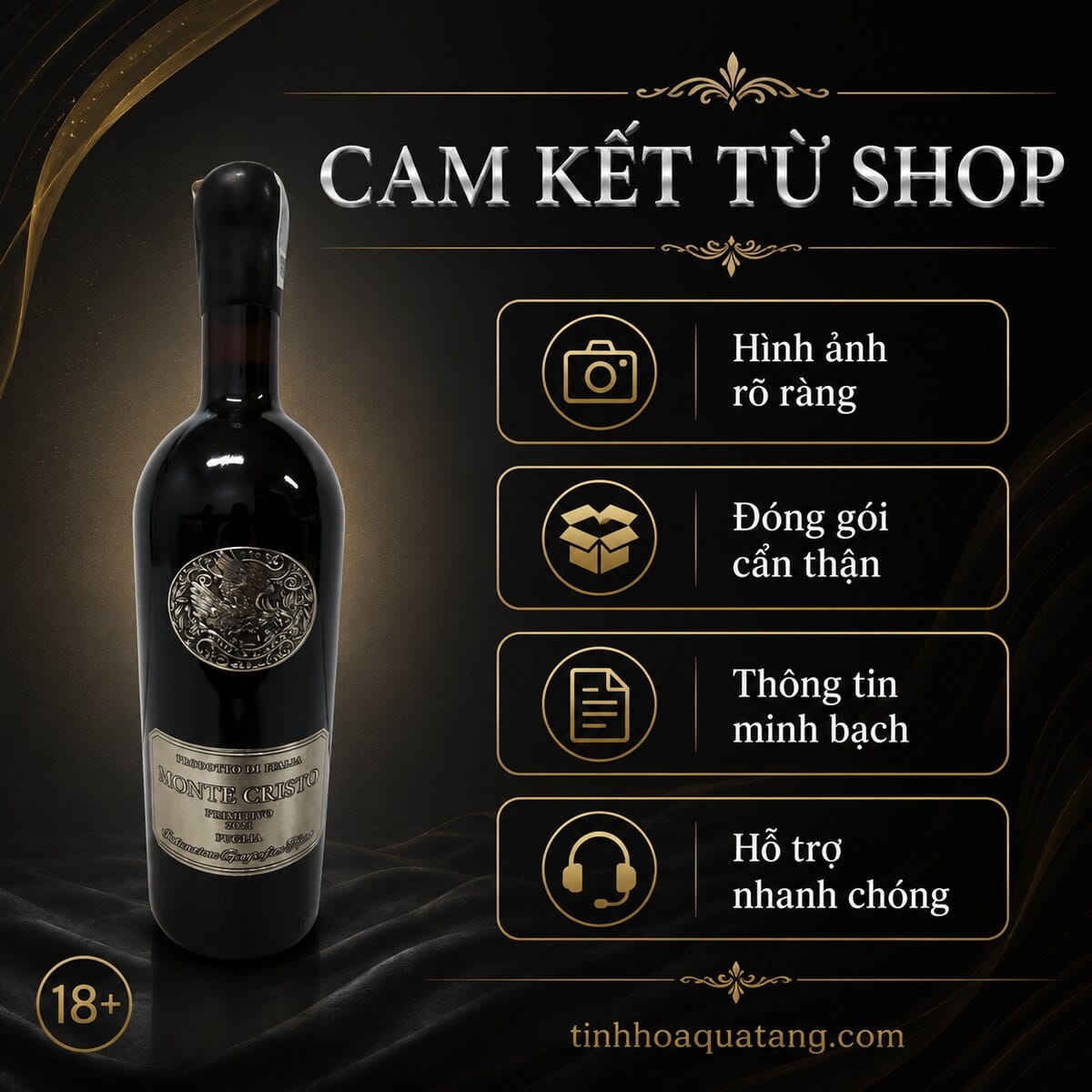 Rượu vang đỏ Monte Cristo Primitivo 2023 17% 750ml – Ý - Ảnh 8