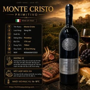 Rượu vang đỏ Monte Cristo Primitivo 2023 17% 750ml – Ý
