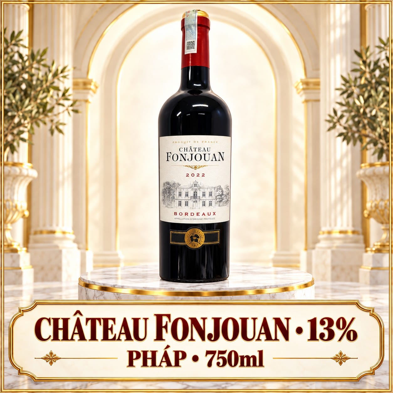 Rượu vang đỏ Château Fonjouan Bordeaux AOP 2022 750ml – Pháp