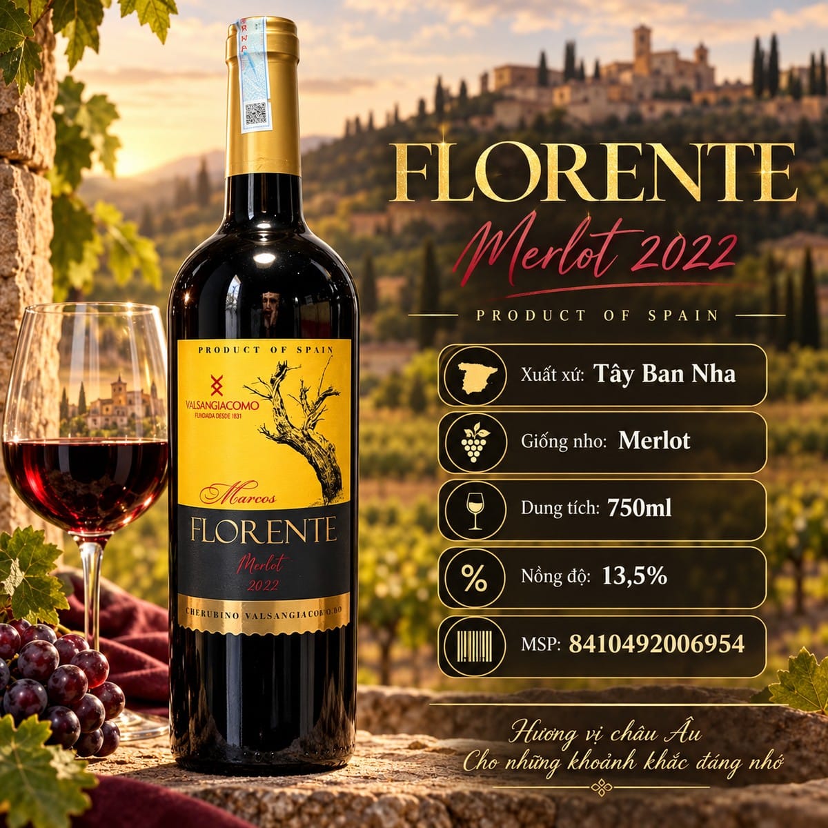 Rượu vang đỏ Florente Merlot 2022 750ml – Tây Ban Nha - Ảnh 2