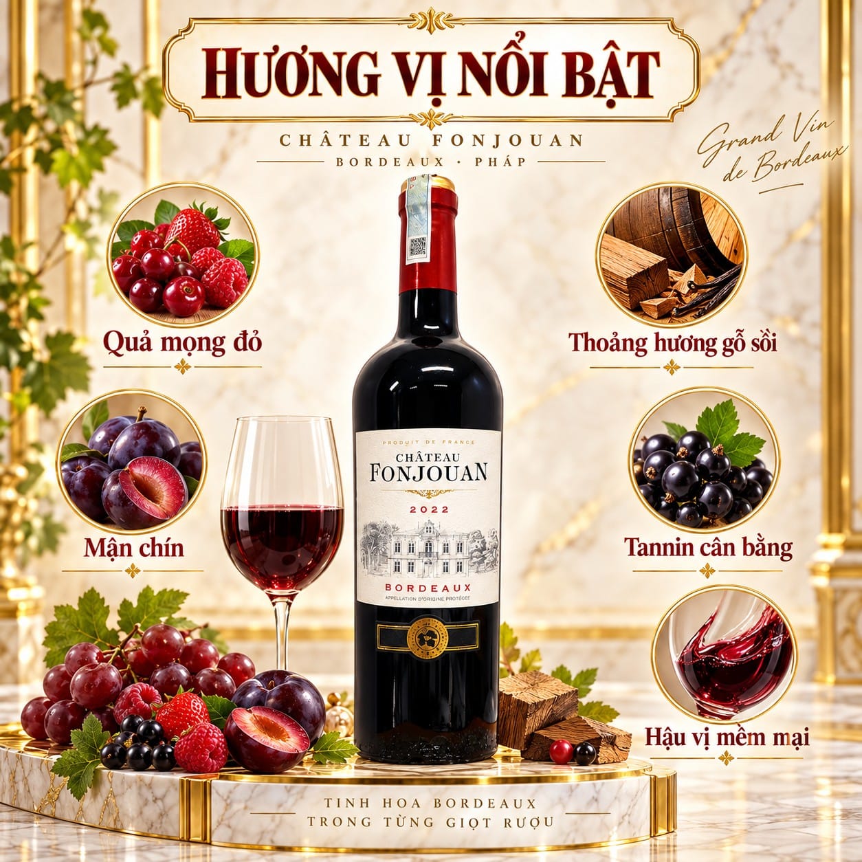 Rượu vang đỏ Château Fonjouan Bordeaux AOP 2022 750ml – Pháp - Ảnh 4