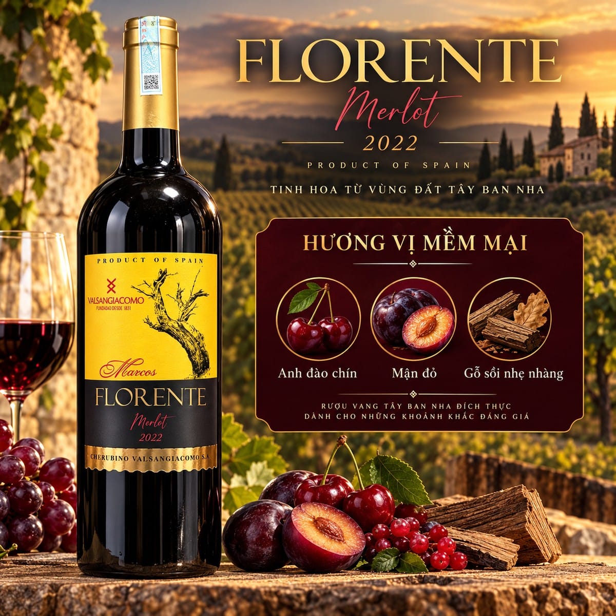 Rượu vang đỏ Florente Merlot 2022 750ml – Tây Ban Nha - Ảnh 4