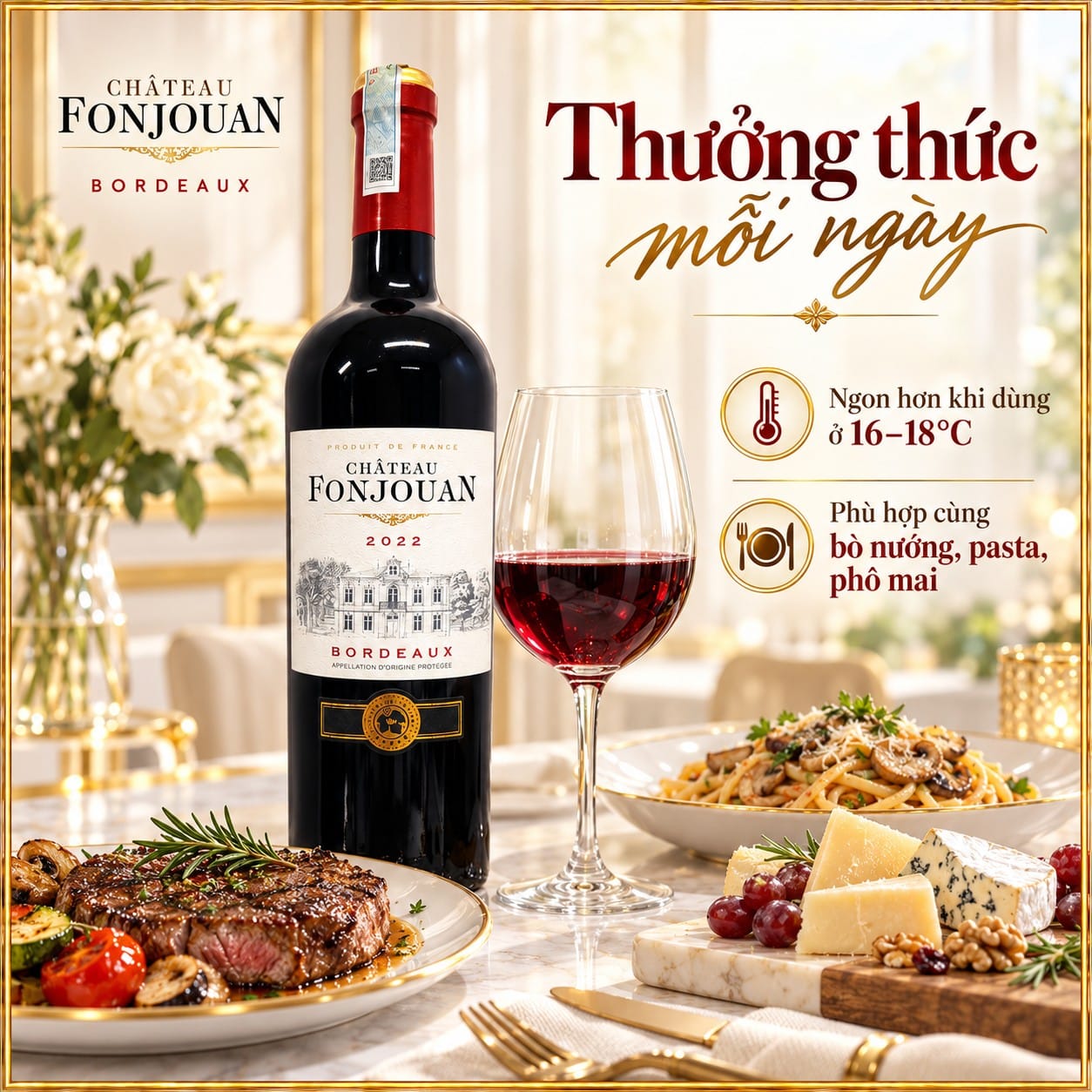 Rượu vang đỏ Château Fonjouan Bordeaux AOP 2022 750ml – Pháp - Ảnh 5