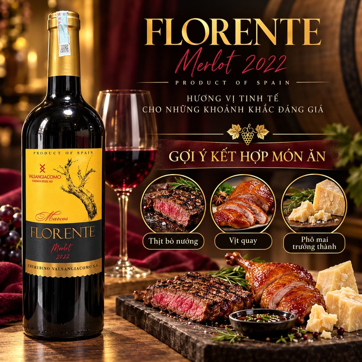 Rượu vang đỏ Florente Merlot 2022 750ml – Tây Ban Nha - Ảnh 5