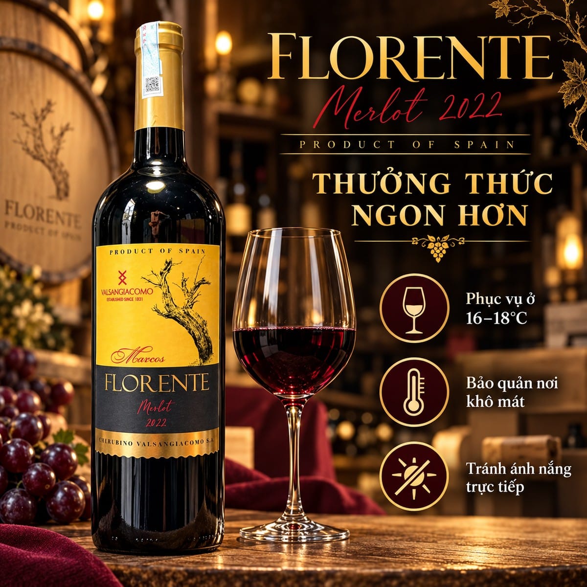 Rượu vang đỏ Florente Merlot 2022 750ml – Tây Ban Nha - Ảnh 6