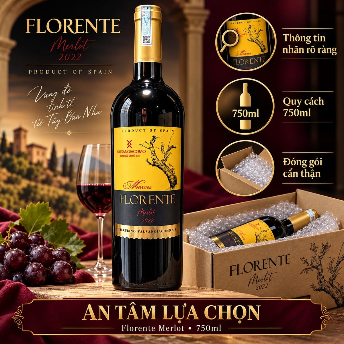 Rượu vang đỏ Florente Merlot 2022 750ml – Tây Ban Nha - Ảnh 8