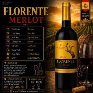Rượu vang đỏ Florente Merlot 2022 750ml – Tây Ban Nha