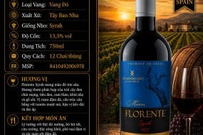 Rượu vang đỏ Florente Syrah 2022 750ml – Tây Ban Nha