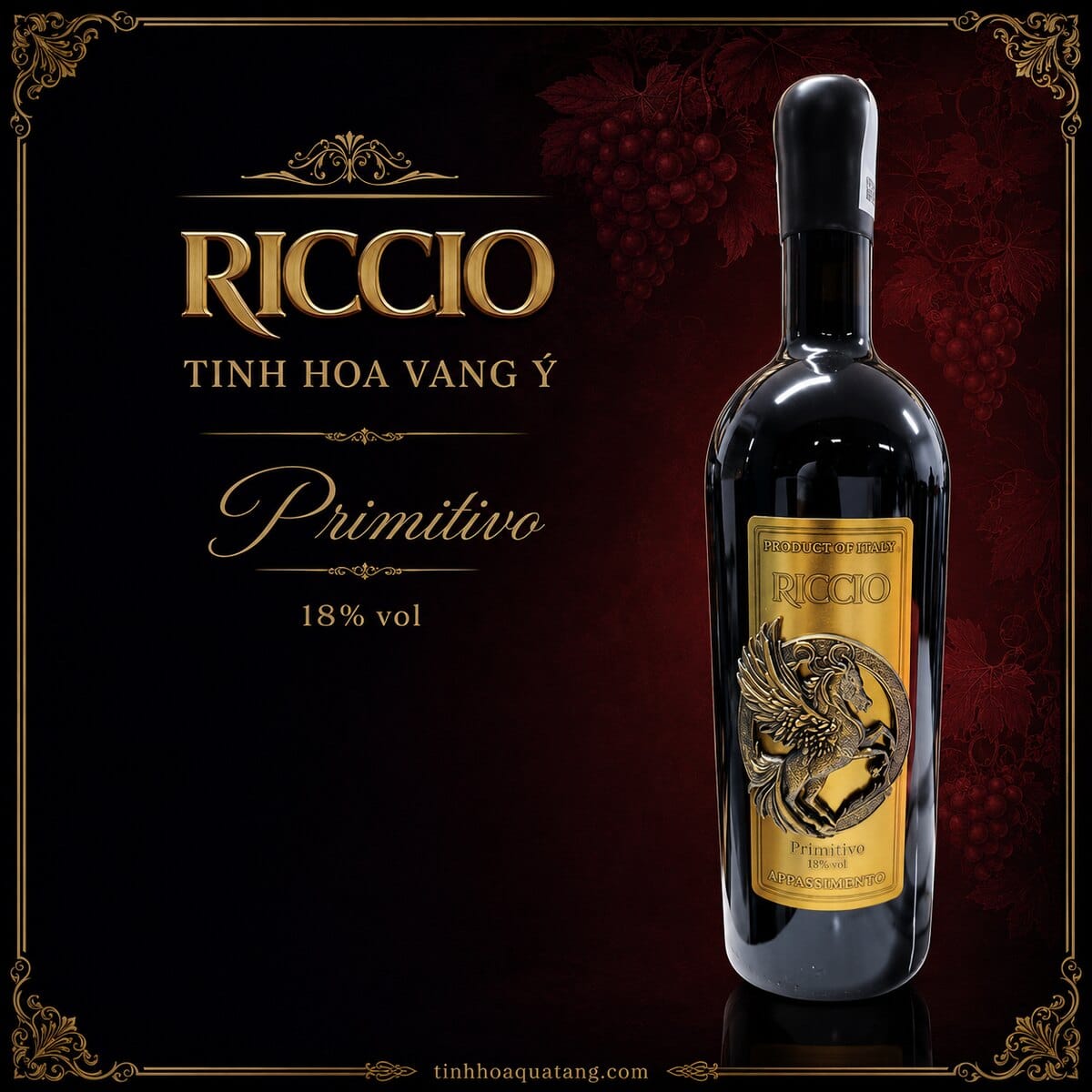 Rượu vang đỏ Riccio Primitivo 2022 18% 750ml – Ý - Ảnh 2