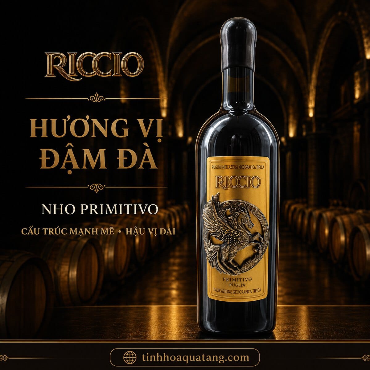 Rượu vang đỏ Riccio Primitivo 2022 18% 750ml – Ý - Ảnh 3