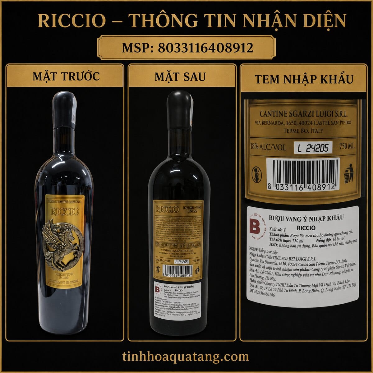 Rượu vang đỏ Riccio Primitivo 2022 18% 750ml – Ý - Ảnh 7