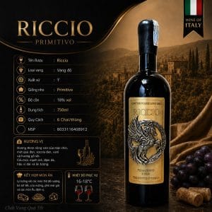Rượu vang đỏ Riccio Primitivo 2022 18% 750ml – Ý