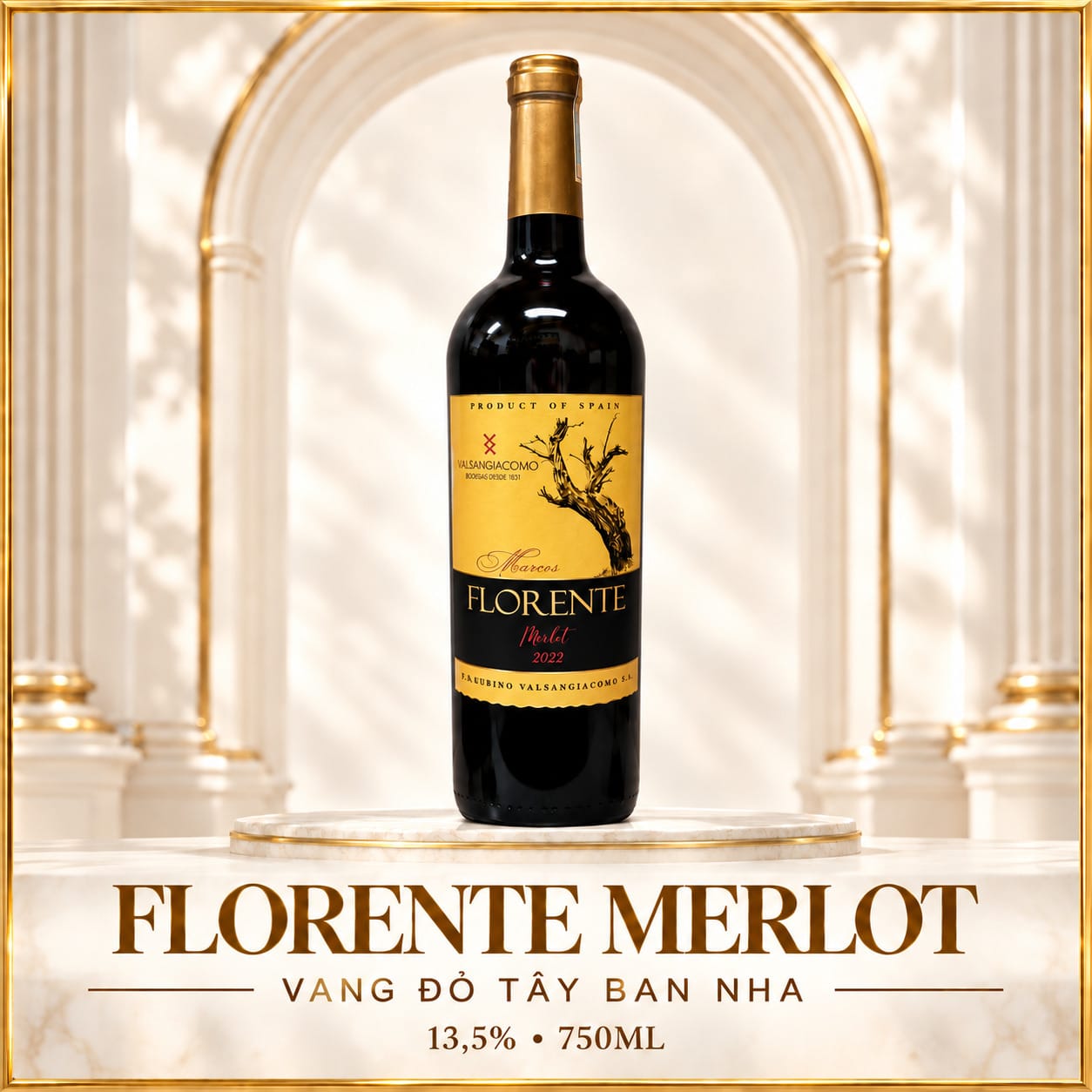 Rượu vang đỏ Florente Merlot 2022 750ml – Tây Ban Nha