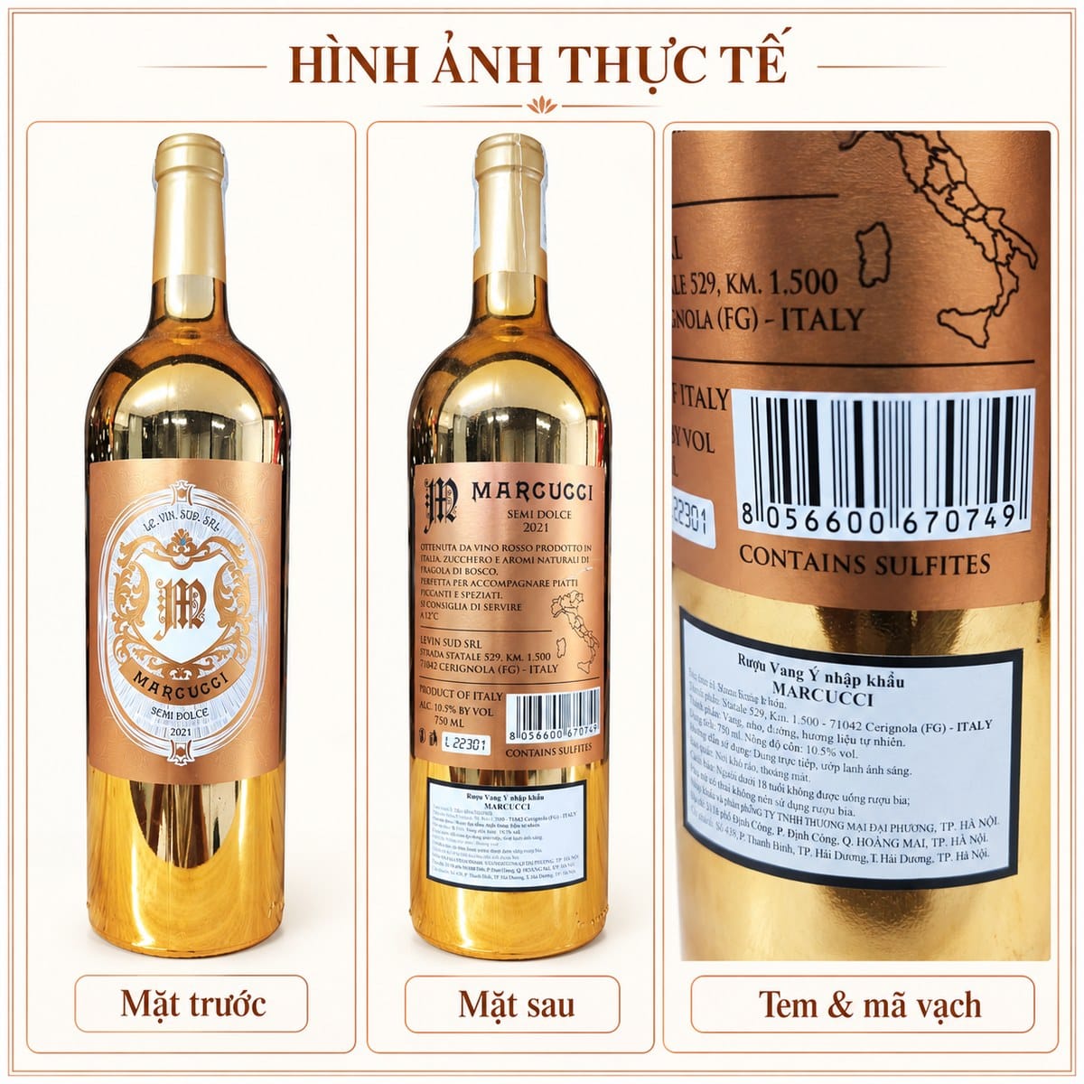 Rượu vang bán ngọt Marcucci Semi Dolce 2021 chai vàng 750ml – Ý - Ảnh 7