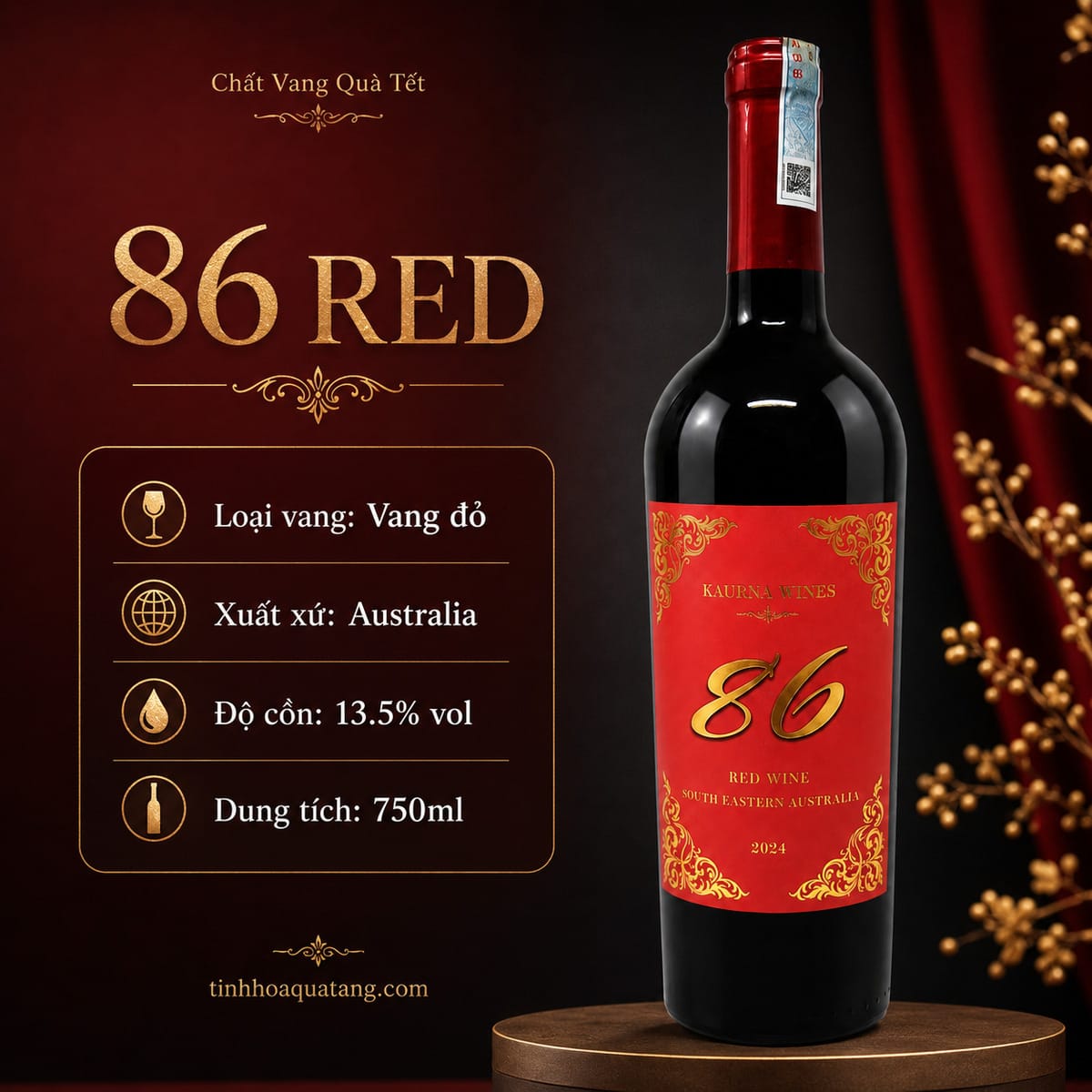 Rượu vang 86 Dry Red Wine 2024 – Vang đỏ Úc 13,5% - Ảnh 2
