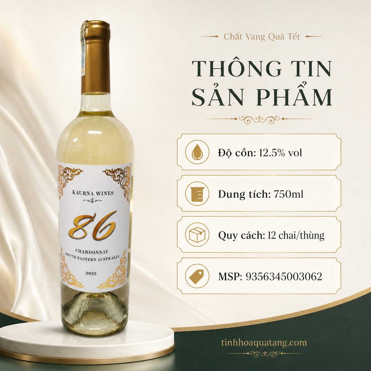 Rượu vang 86 Chardonnay 2025 – Vang trắng Úc 12,5% - Ảnh 3