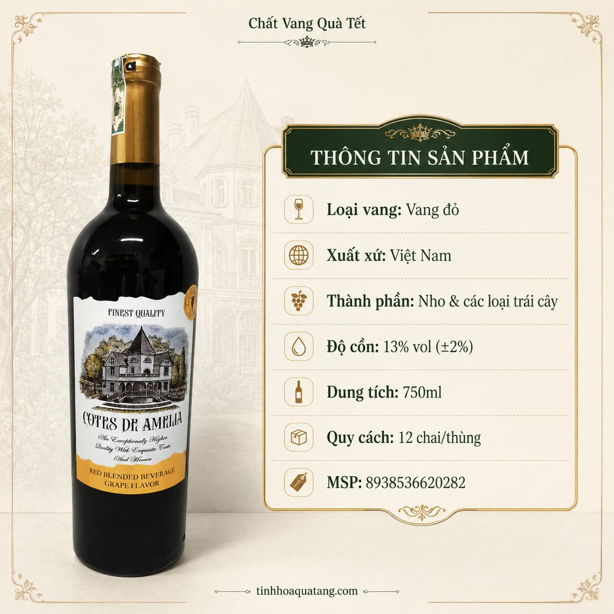 Rượu vang đỏ Cotes De Amelia 750ml – Việt Nam - Ảnh 3
