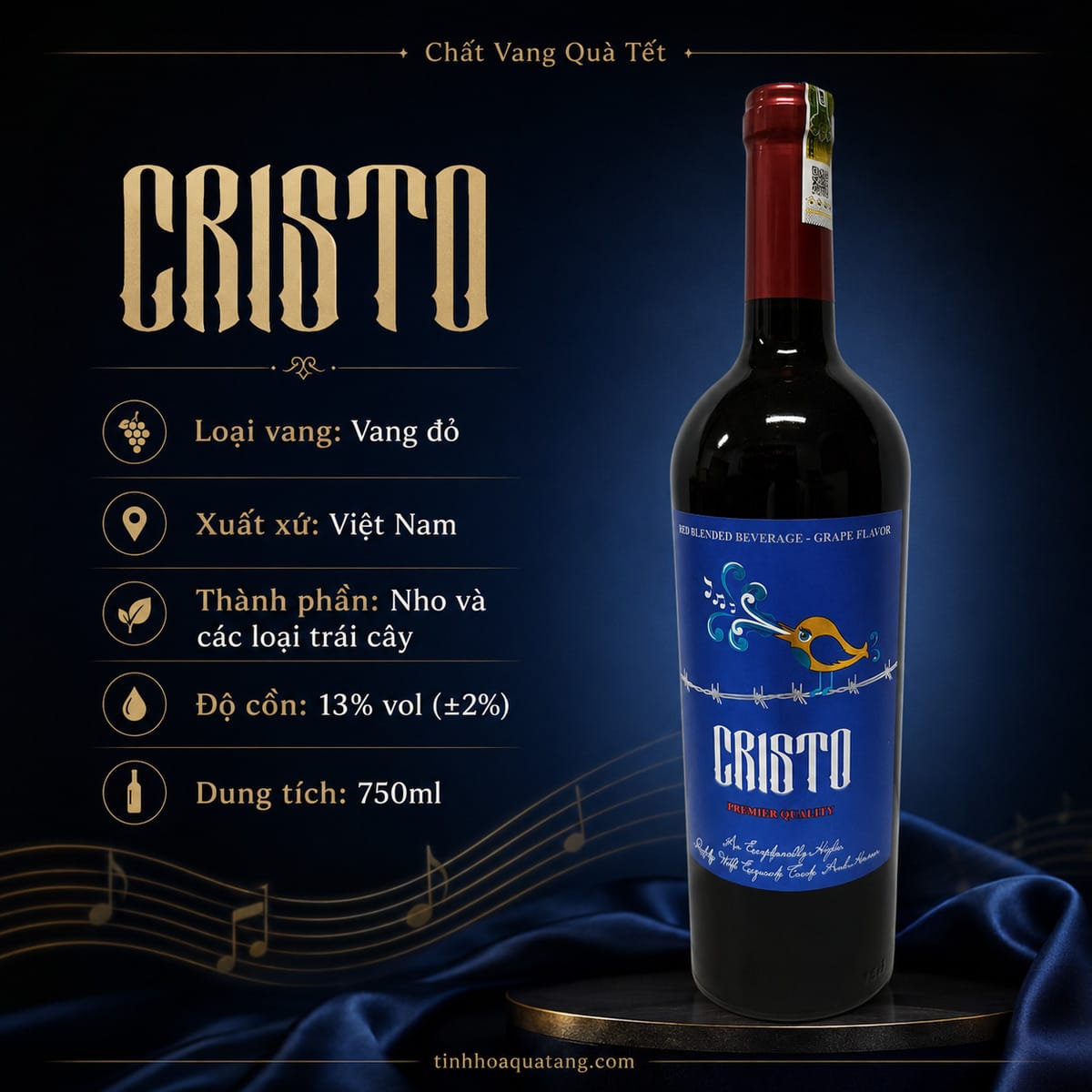 Rượu vang đỏ Cristo 750ml – Việt Nam - Ảnh 2