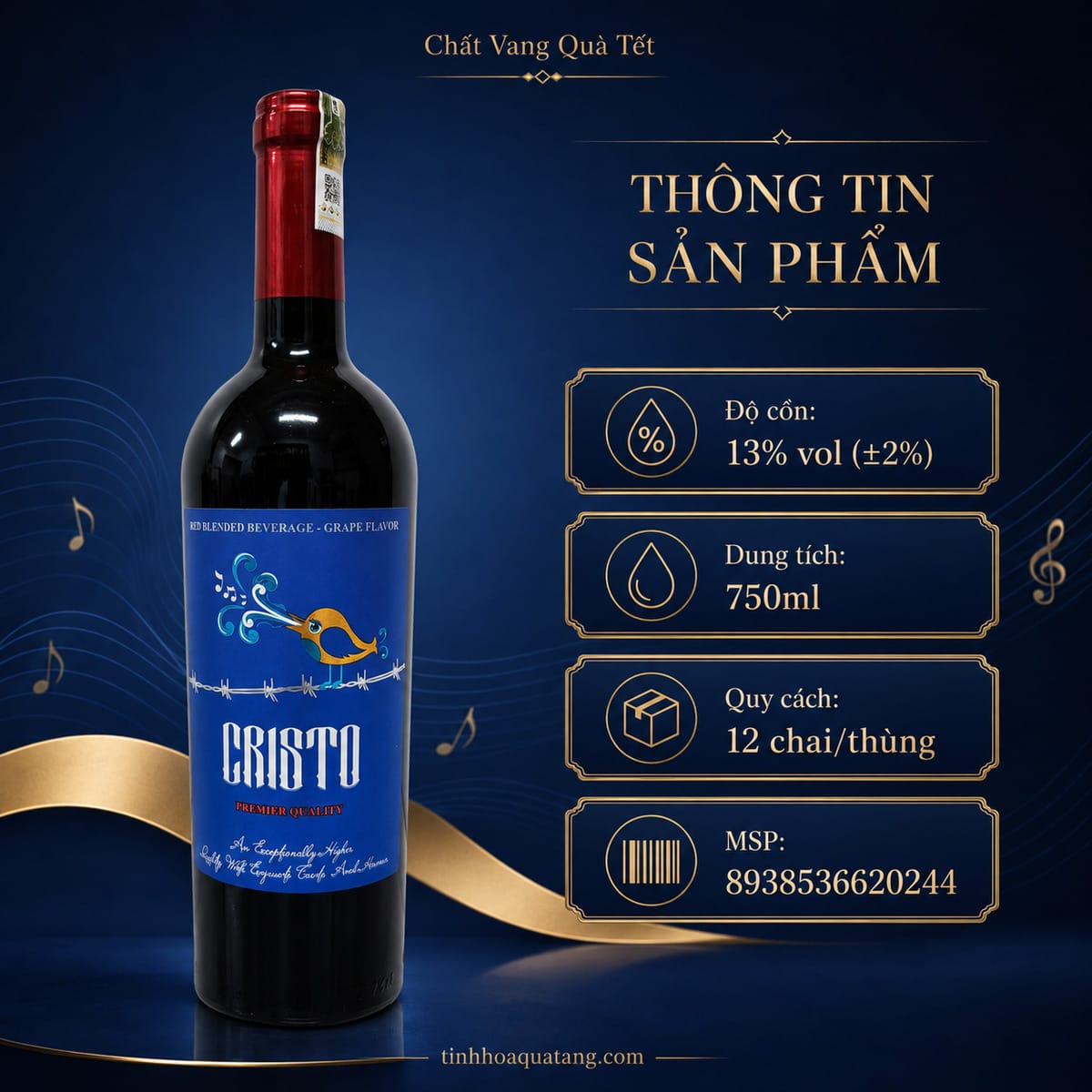 Rượu vang đỏ Cristo 750ml – Việt Nam - Ảnh 3
