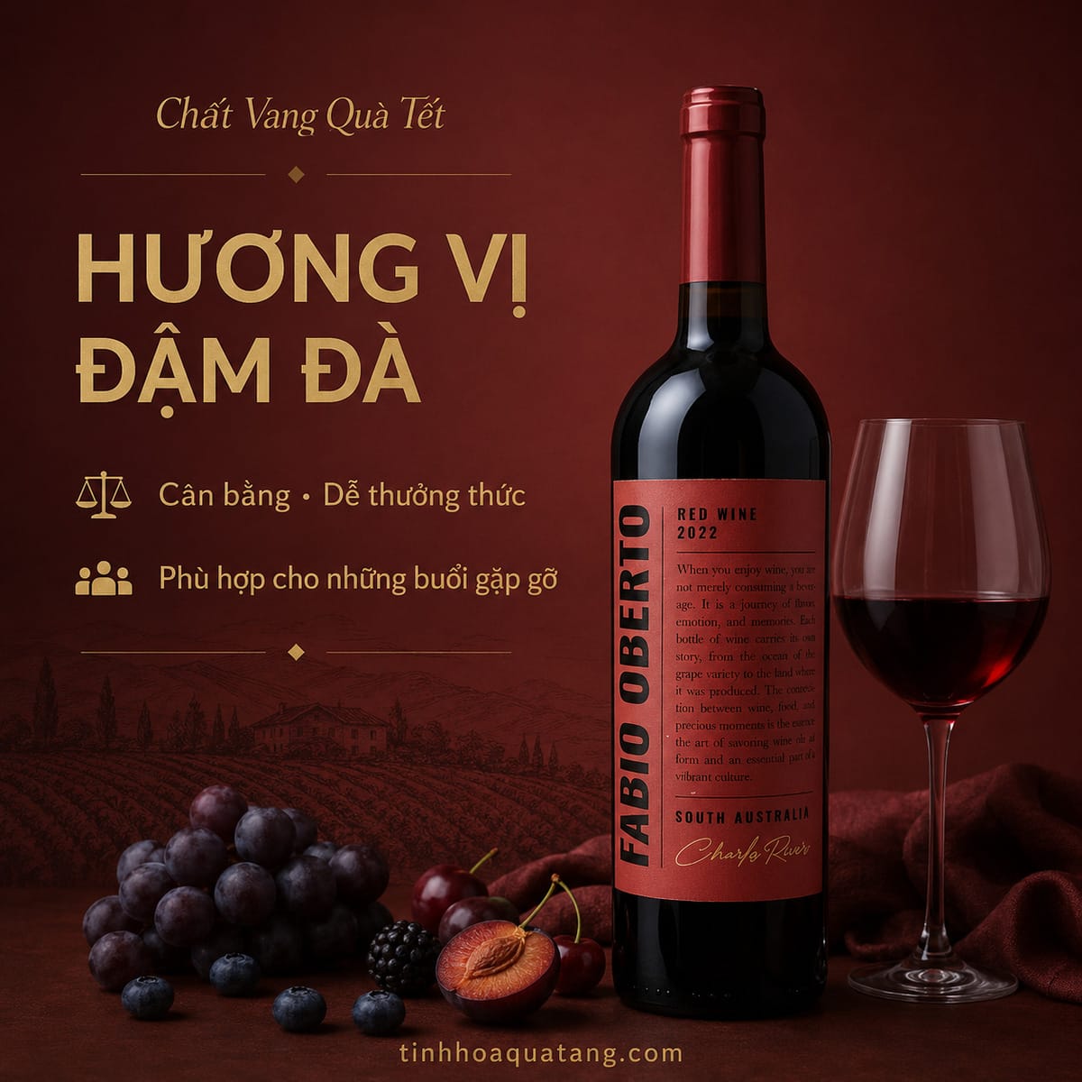 Rượu vang đỏ Fabio Oberto Red Wine 2022 750ml – Australia - Ảnh 4