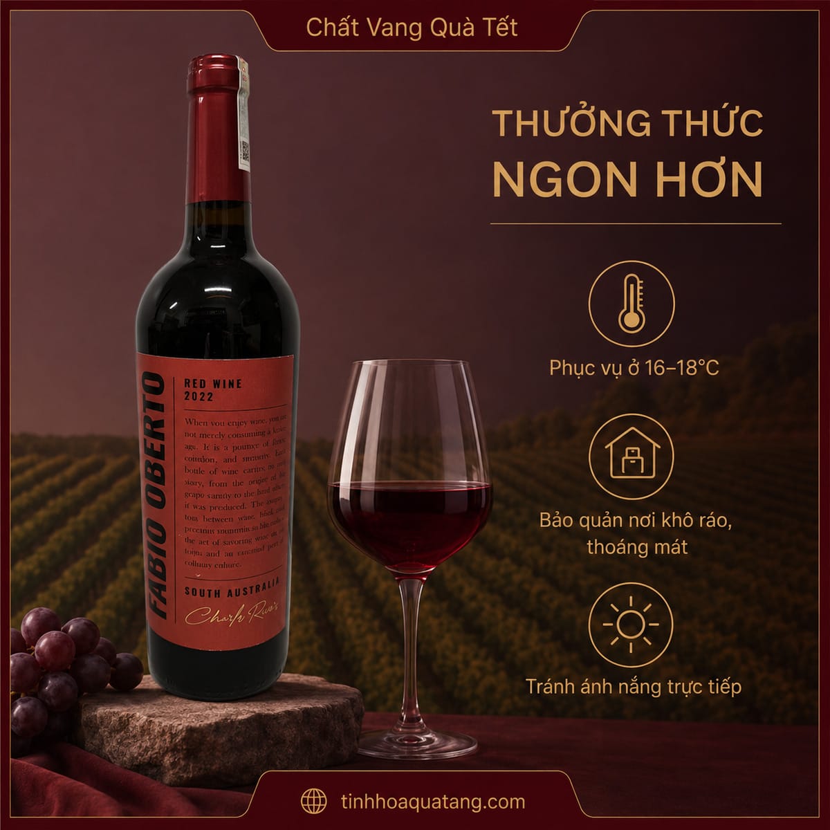 Rượu vang đỏ Fabio Oberto Red Wine 2022 750ml – Australia - Ảnh 6