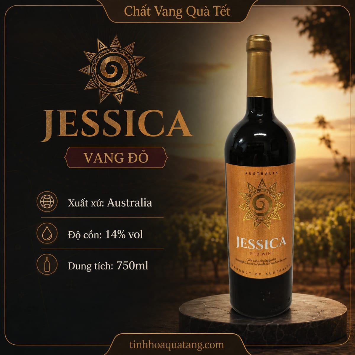 Rượu vang đỏ Jessica Red Wine 14% 750ml – Australia - Ảnh 2