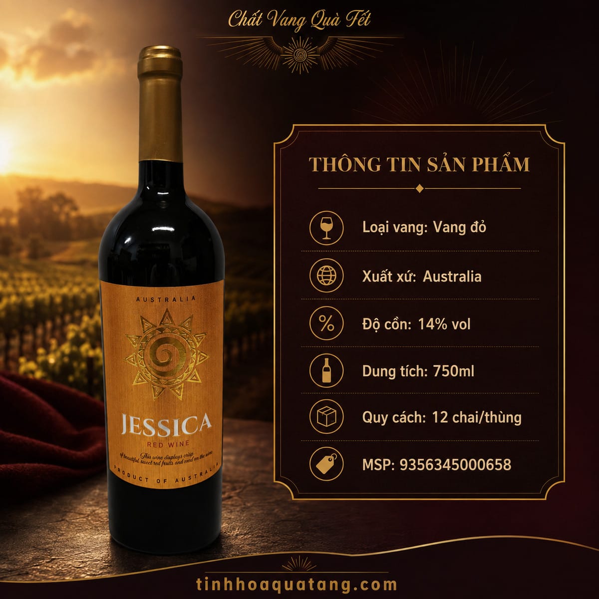 Rượu vang đỏ Jessica Red Wine 14% 750ml – Australia - Ảnh 3