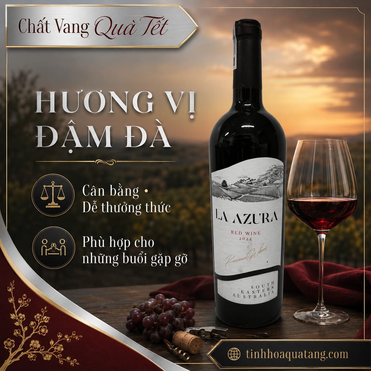 Rượu vang La Azura Red Wine 2024 nhãn trắng – Vang đỏ Úc 13,5% - Ảnh 4