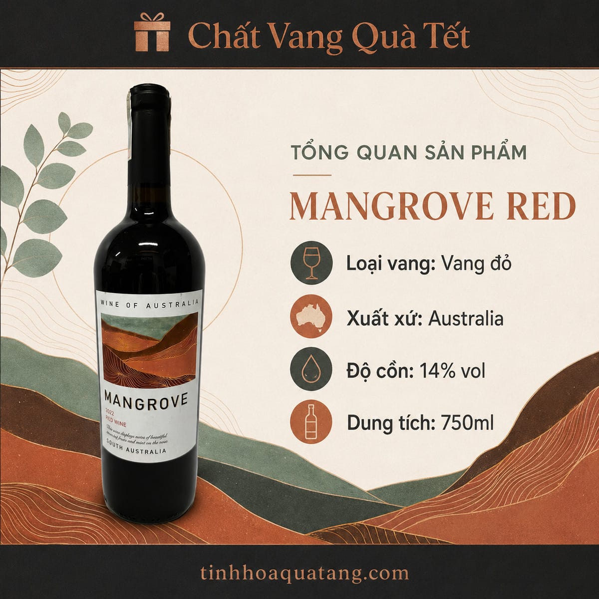 Rượu vang Mangrove Red Wine 2022 – Vang đỏ Úc 14% - Ảnh 2