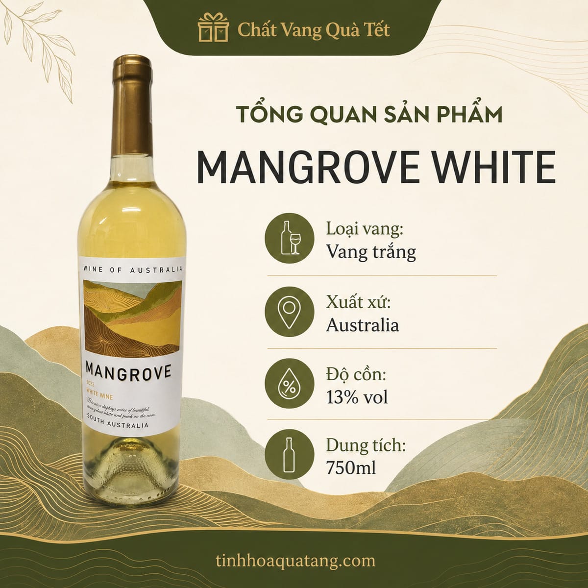 Rượu vang Mangrove White Wine 2022 – Vang trắng Úc 13% - Ảnh 2