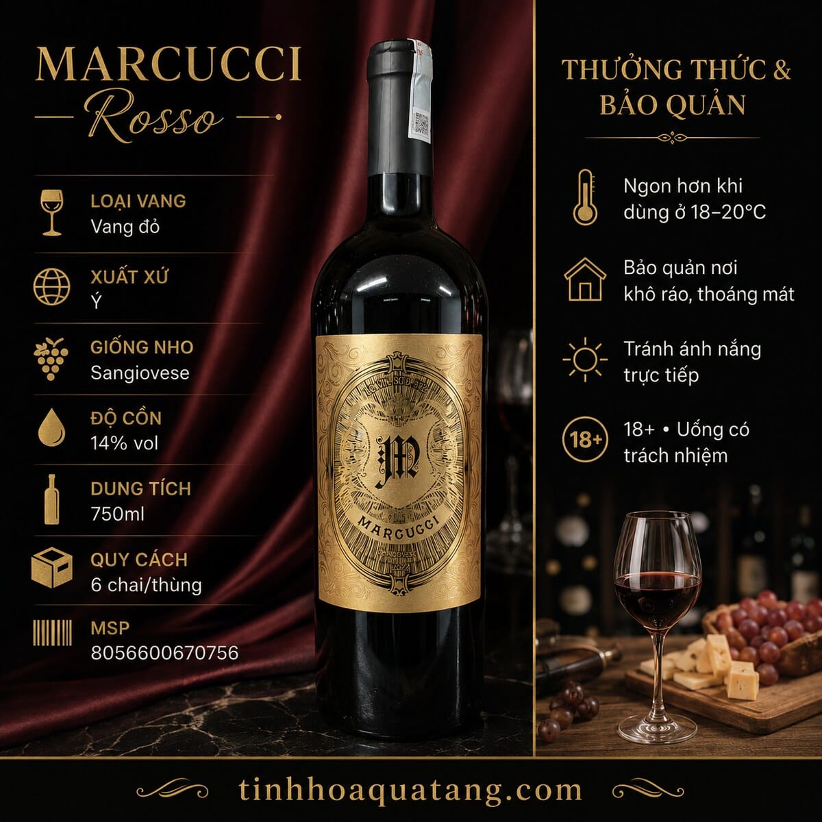 Rượu vang đỏ Marcucci Sangiovese 2022 – 750ml - Ảnh 6
