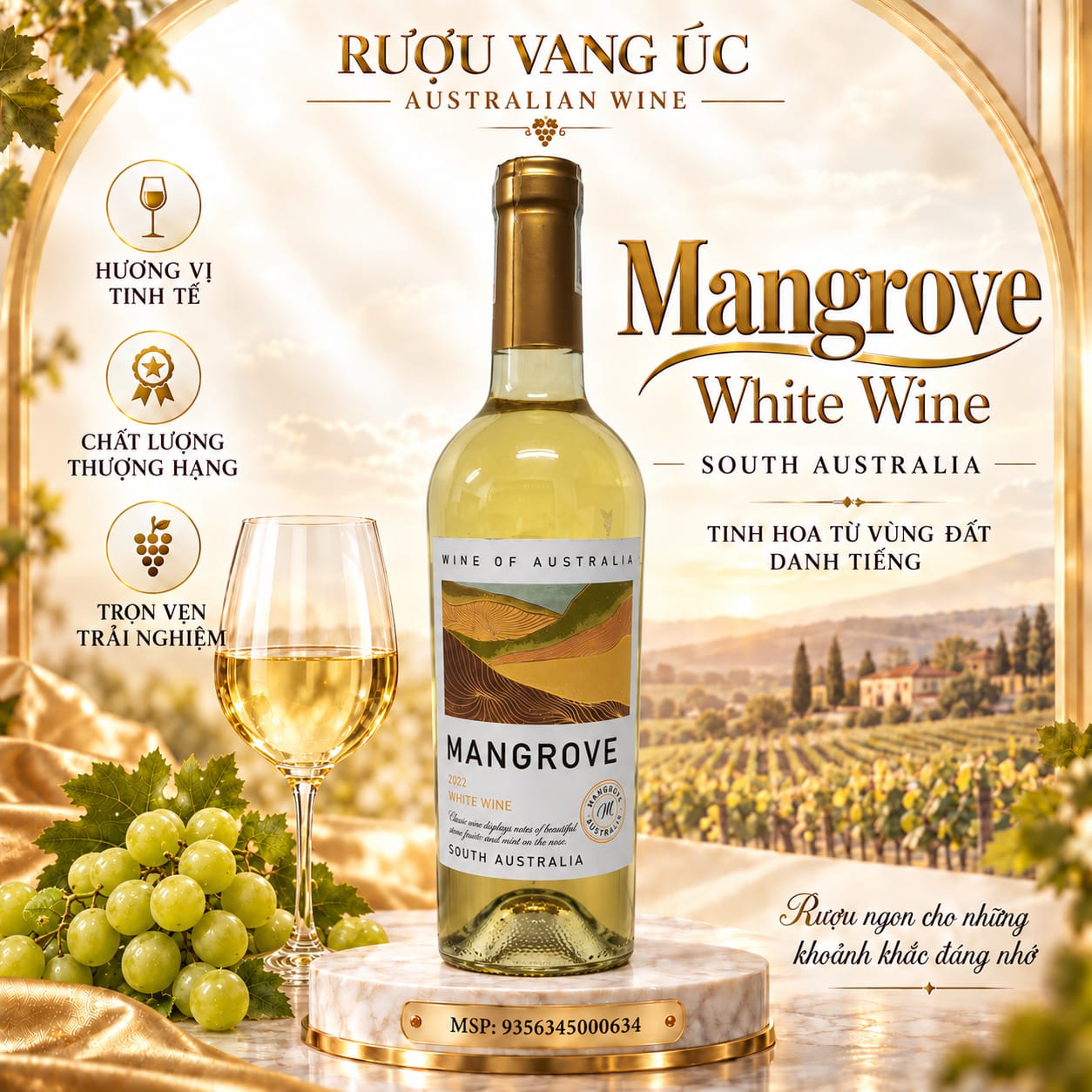 Rượu vang Mangrove White Wine 2022 – Vang trắng Úc 13%