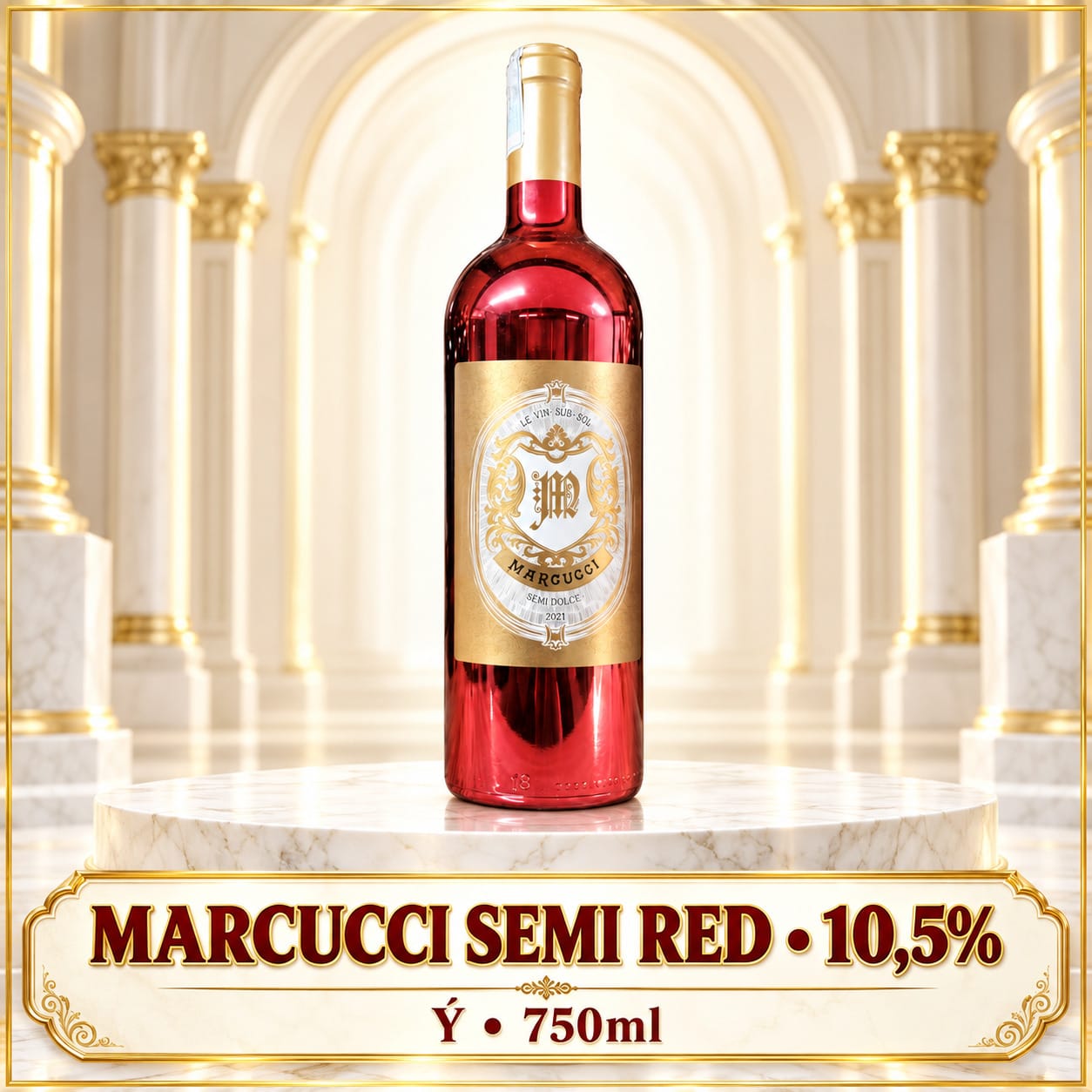 Rượu vang bán ngọt Marcucci Semi Red 2021 chai đỏ 750ml – Ý